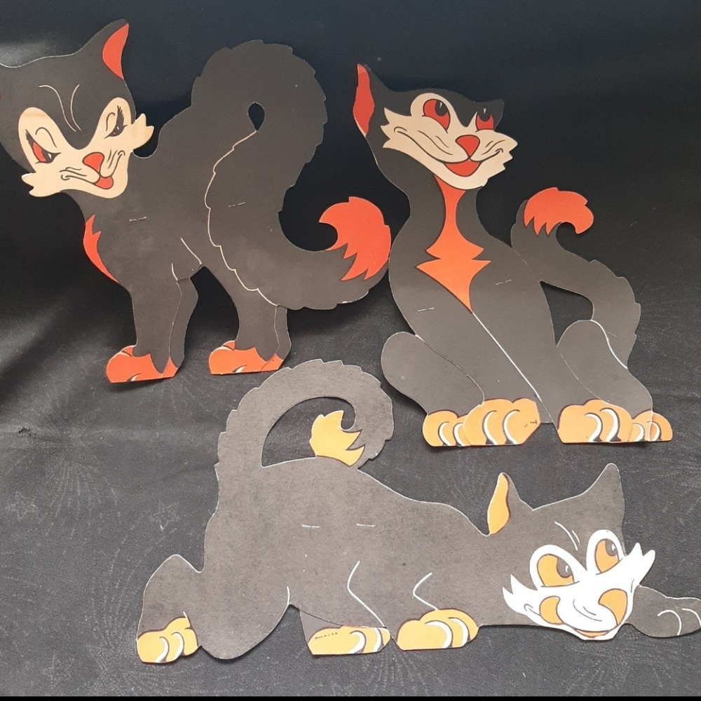 Vintage beistle halloween black cats decorations